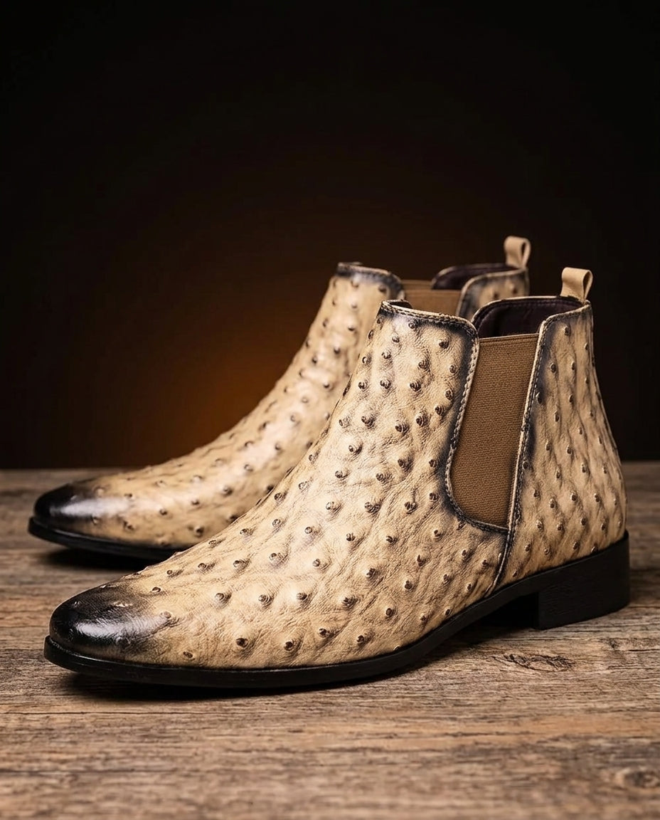 Men's Textured Leather Chelsea Boots with Cushioned Footbed | Thomler