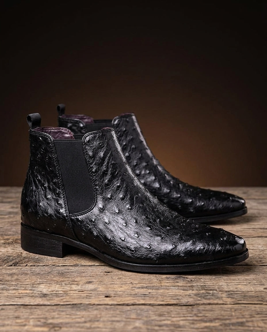 Men's Textured Leather Chelsea Boots with Cushioned Footbed | Thomler