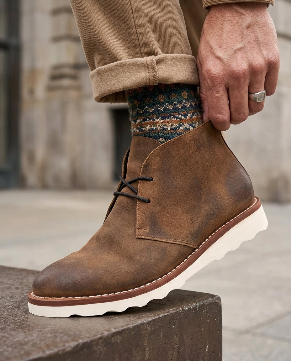 Men's Leather Ankle Boots with Cushioned Insole & Rubber Outsole for Daily Wear | Thomler