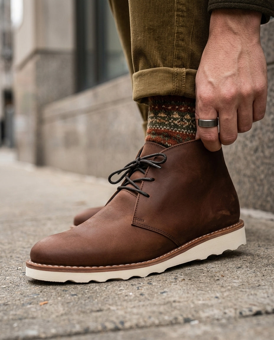 Men's Leather Ankle Boots with Cushioned Insole & Rubber Outsole for Daily Wear | Thomler