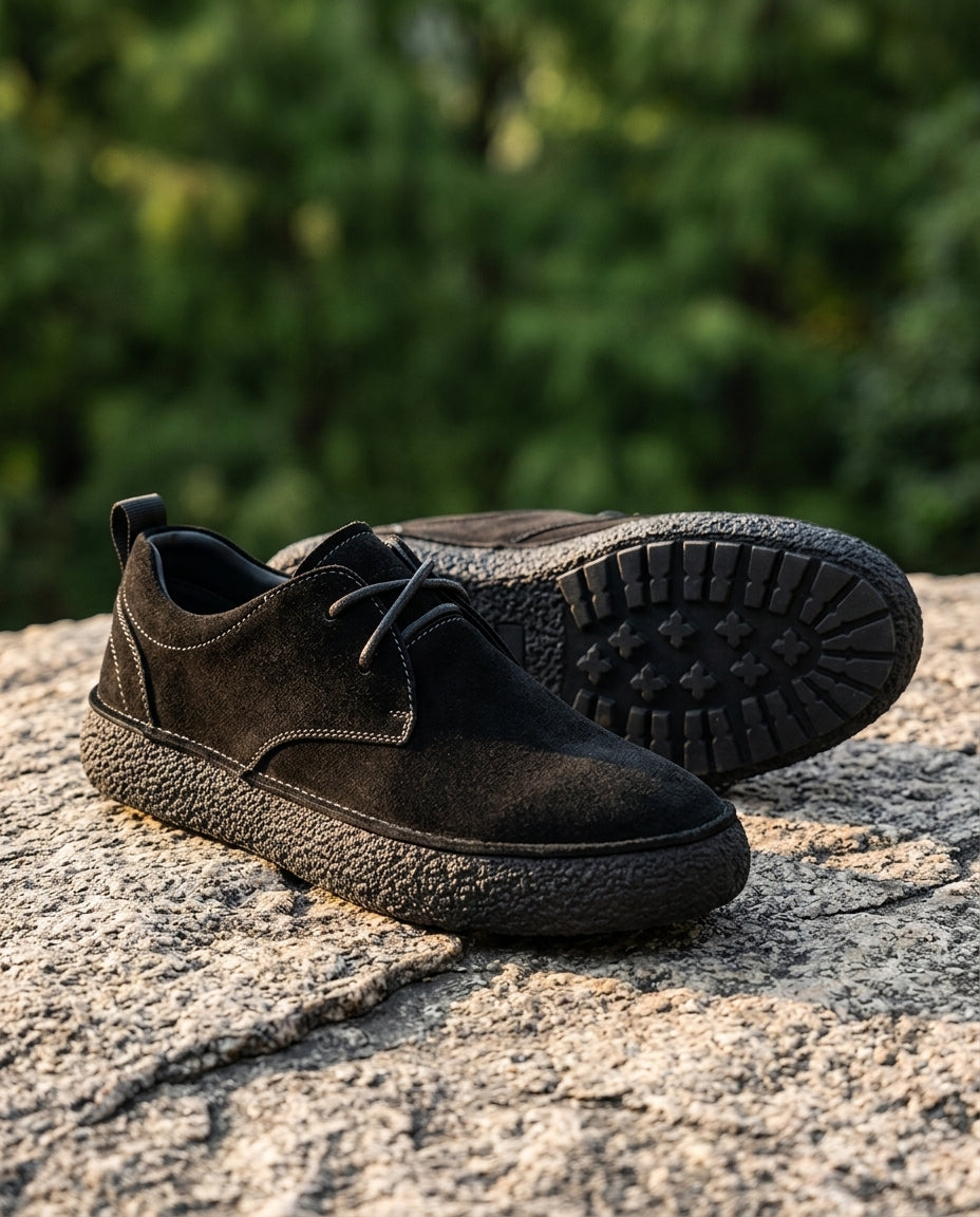 Men's Leather Trail Sneakers with Cushioned Insole & Rubber Traction Sole for Hiking, Travel & Everyday Casual Wear | Thomler
