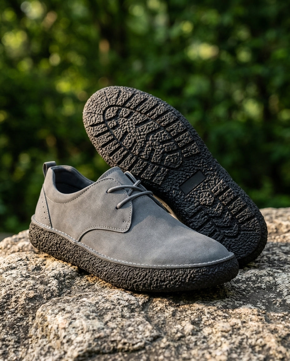 Men's Leather Trail Sneakers with Cushioned Insole & Rubber Traction Sole for Hiking, Travel & Everyday Casual Wear | Thomler