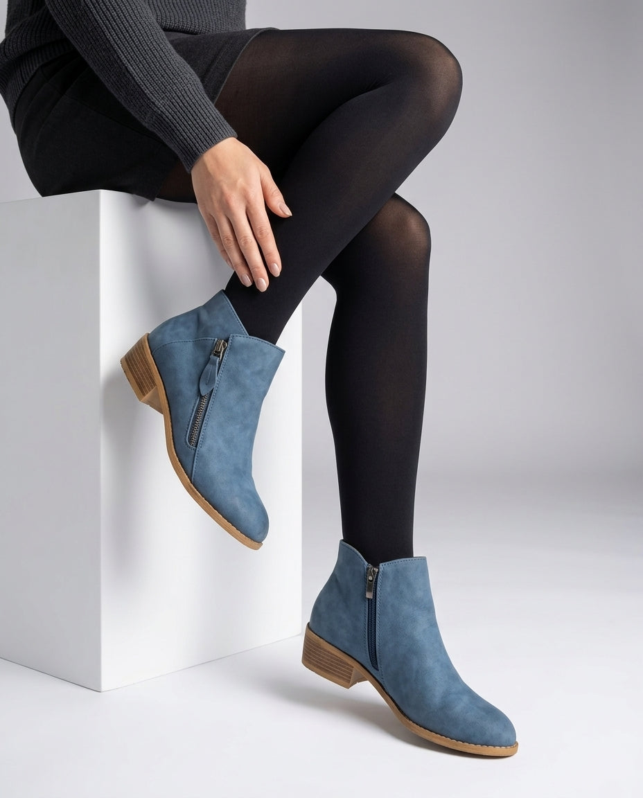 Women's Chunky Heel Booties with Side Zip – Comfortable Ankle Boot for Fall & Winter | Thomler