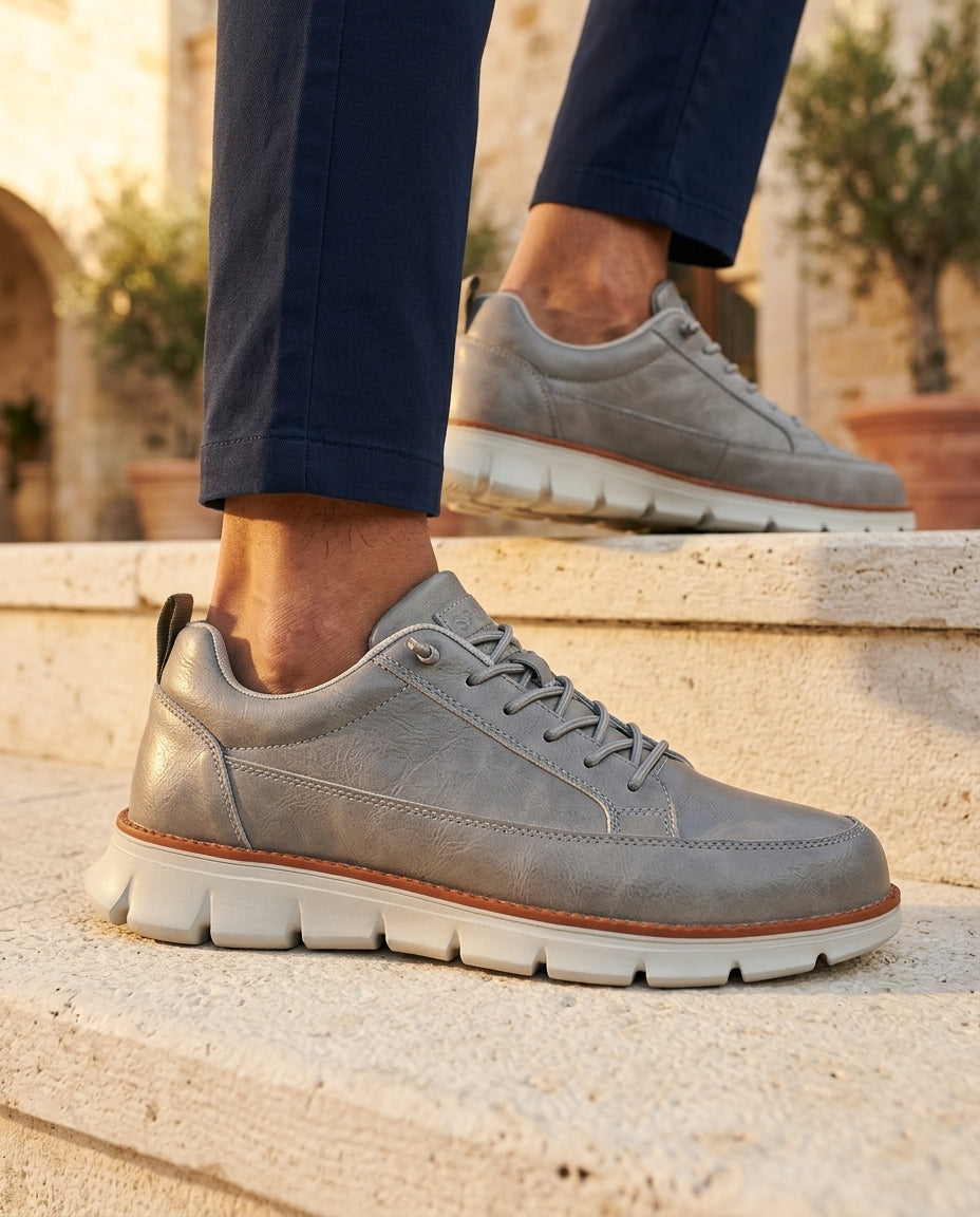 Men's Cushioned Leather Walking Shoes with Arch Support & Shock Absorption | Thomler