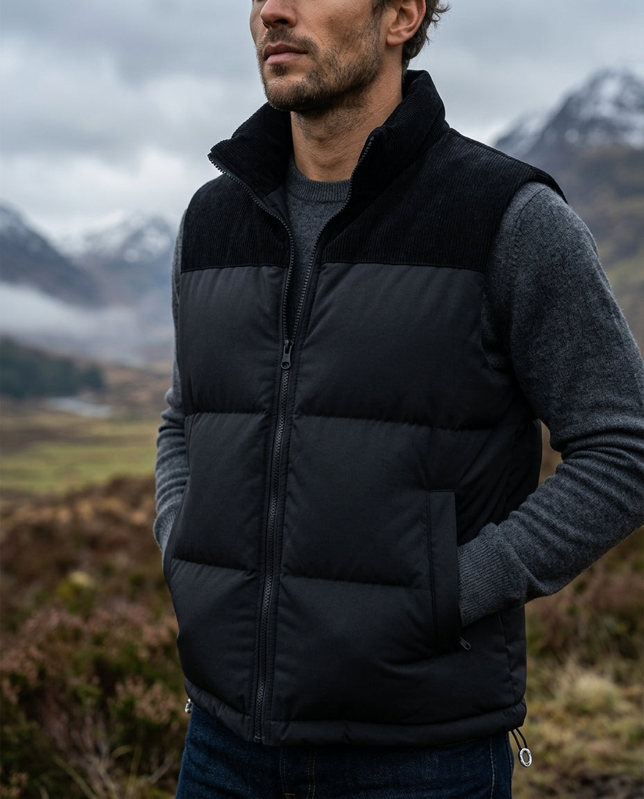 Men's Insulated Gilet with Stand Collar & Zip Pockets – Wind-Blocking Sleeveless Jacket for Layering | Thomler