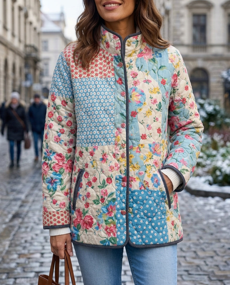 Women's Quilted Floral Jacket – Lightweight Insulated Coat for Spring & Fall | Thomler