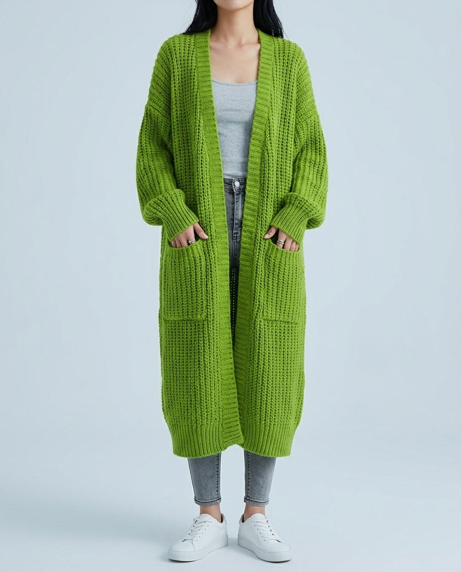 Women's Long Open Front Knit Sweater – Soft Cozy Cardigan for Everyday Layering, Oversized Relaxed Fit, Fall Winter Spring | Thomler