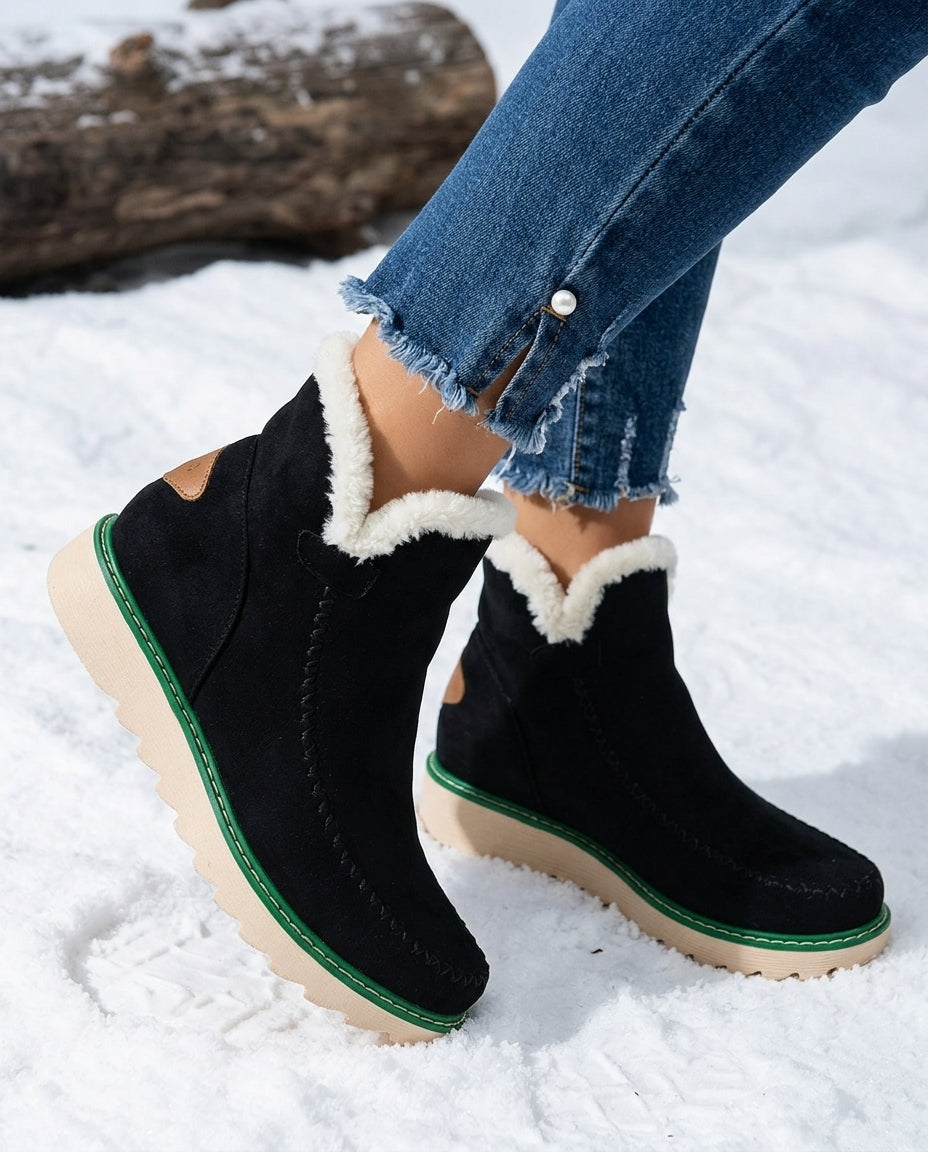 Women's Platform Winter Boots with Plush Fleece Interior – Easy Pull-On Style for Cold Weather & Daily Comfort | Thomler