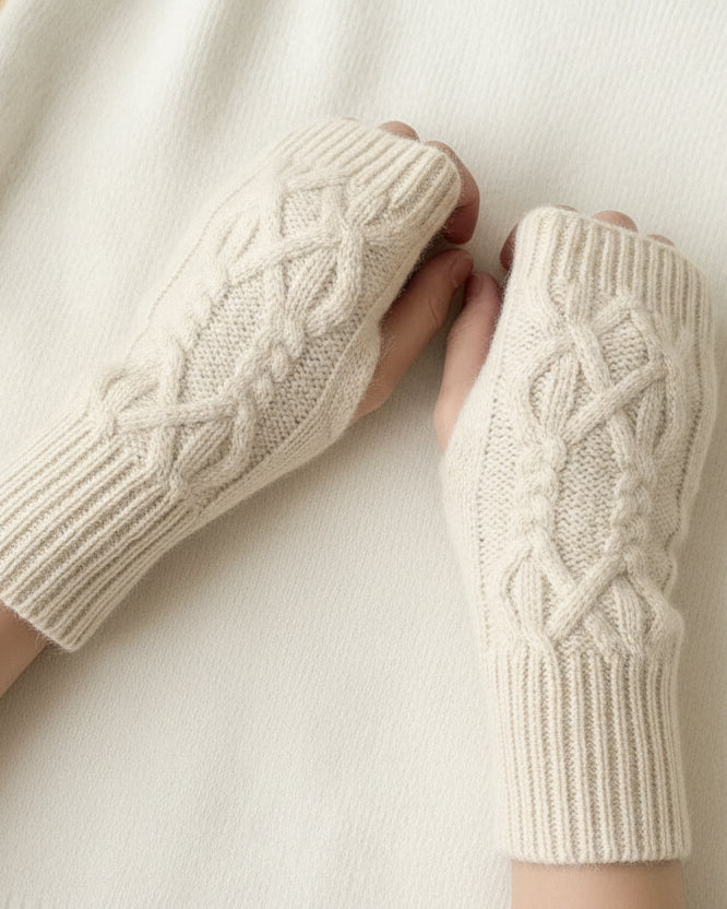 Fingerless Cable Knit Arm Warmers for Women – Soft Stretch Gloves for Typing, Driving & Daily Wear | Thomler