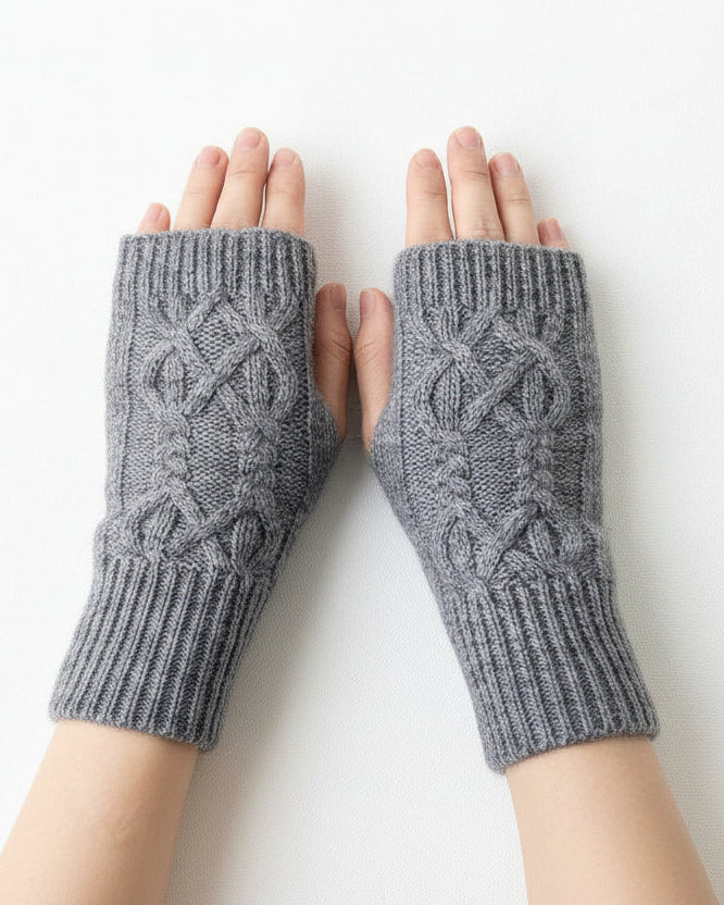 Fingerless Cable Knit Arm Warmers for Women – Soft Stretch Gloves for Typing, Driving & Daily Wear | Thomler