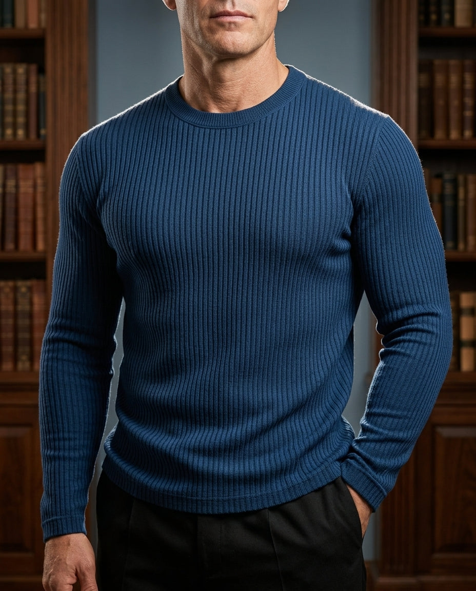 Men's Crew Neck Pullover with Raised Surface Pattern for Work & Weekend Wear | Thomler