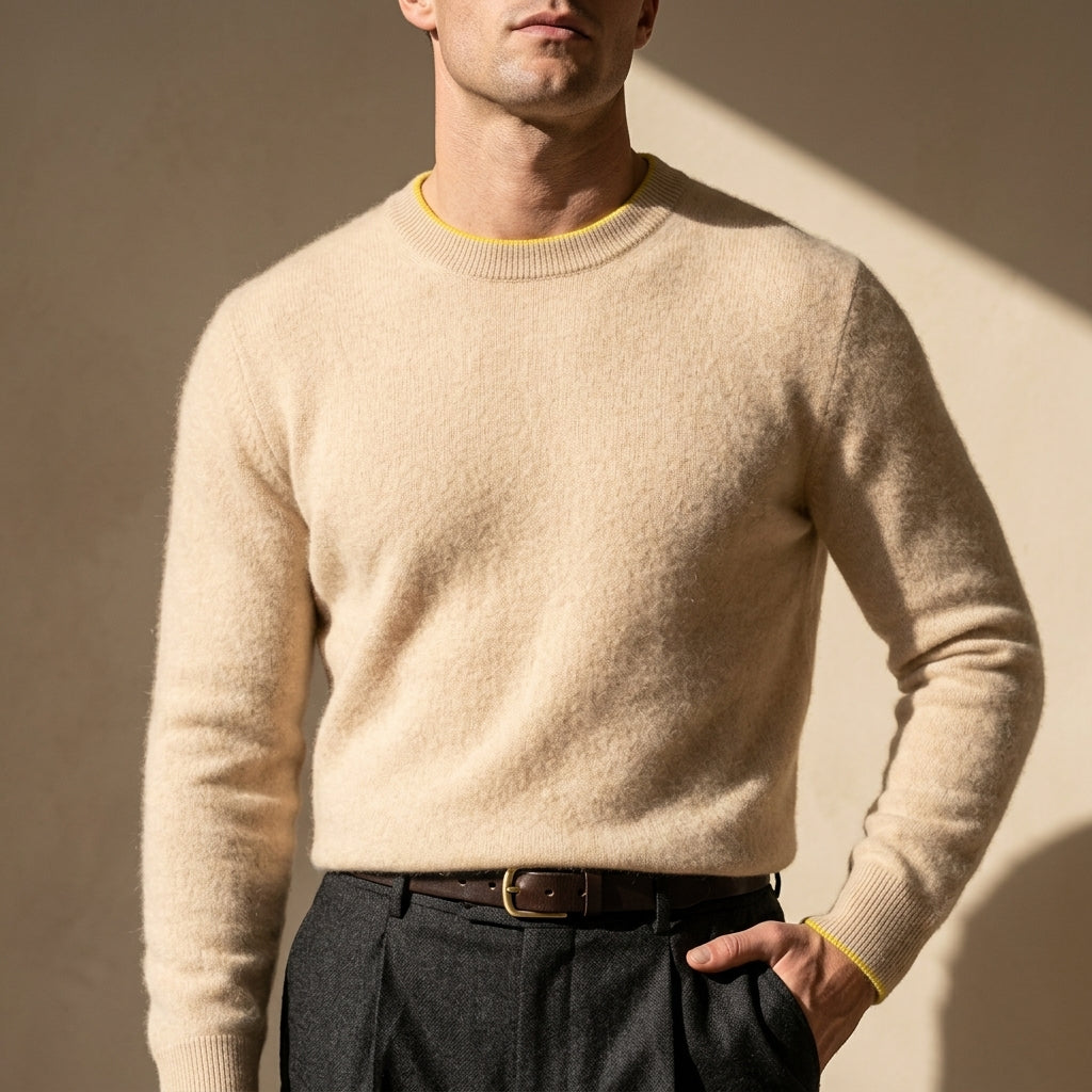 Men's Brushed Cashmere Pullover – Crew Neck Luxury Sweater for Work & Weekend | Thomler