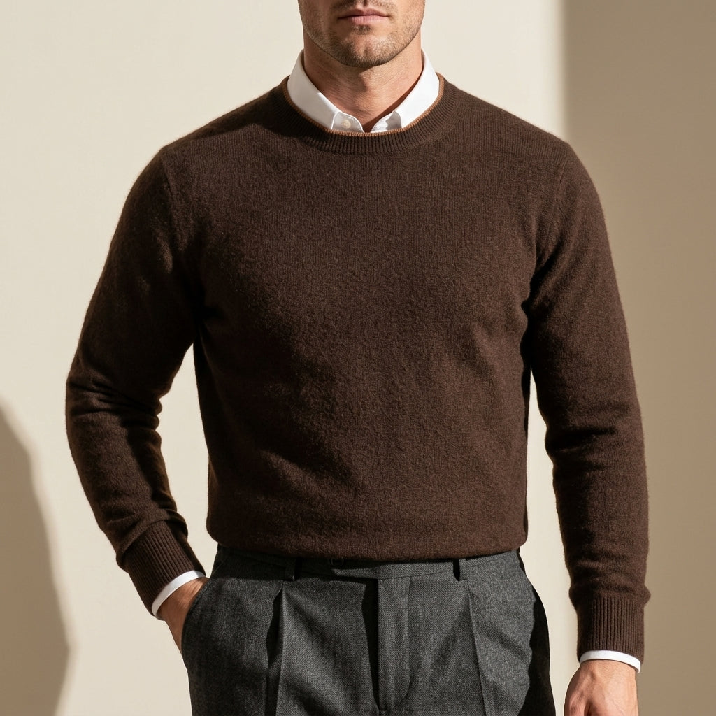Men's Brushed Cashmere Pullover – Crew Neck Luxury Sweater for Work & Weekend | Thomler