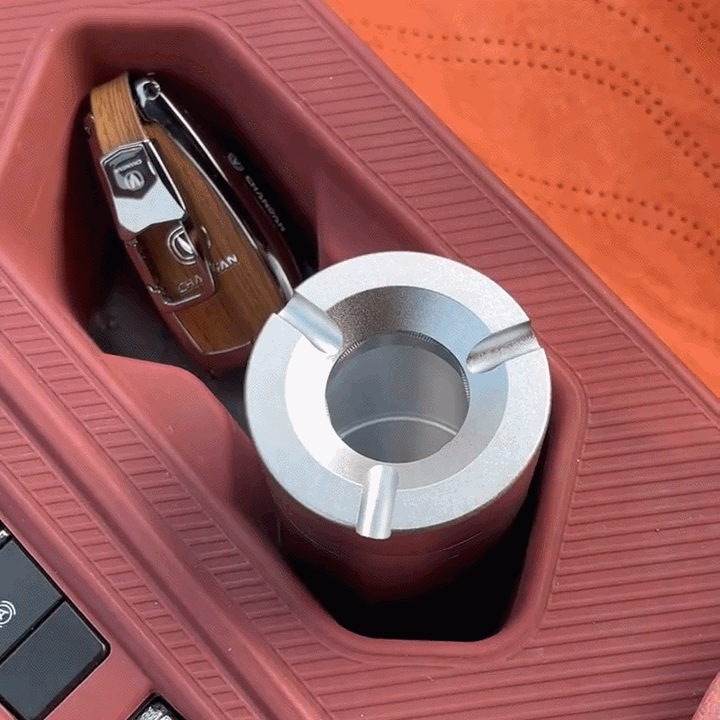Stainless Steel Twist-Lock Ashtray for Car and Home | Odor-Sealing 360° Rotation Design Smokeless Holder | Thomler