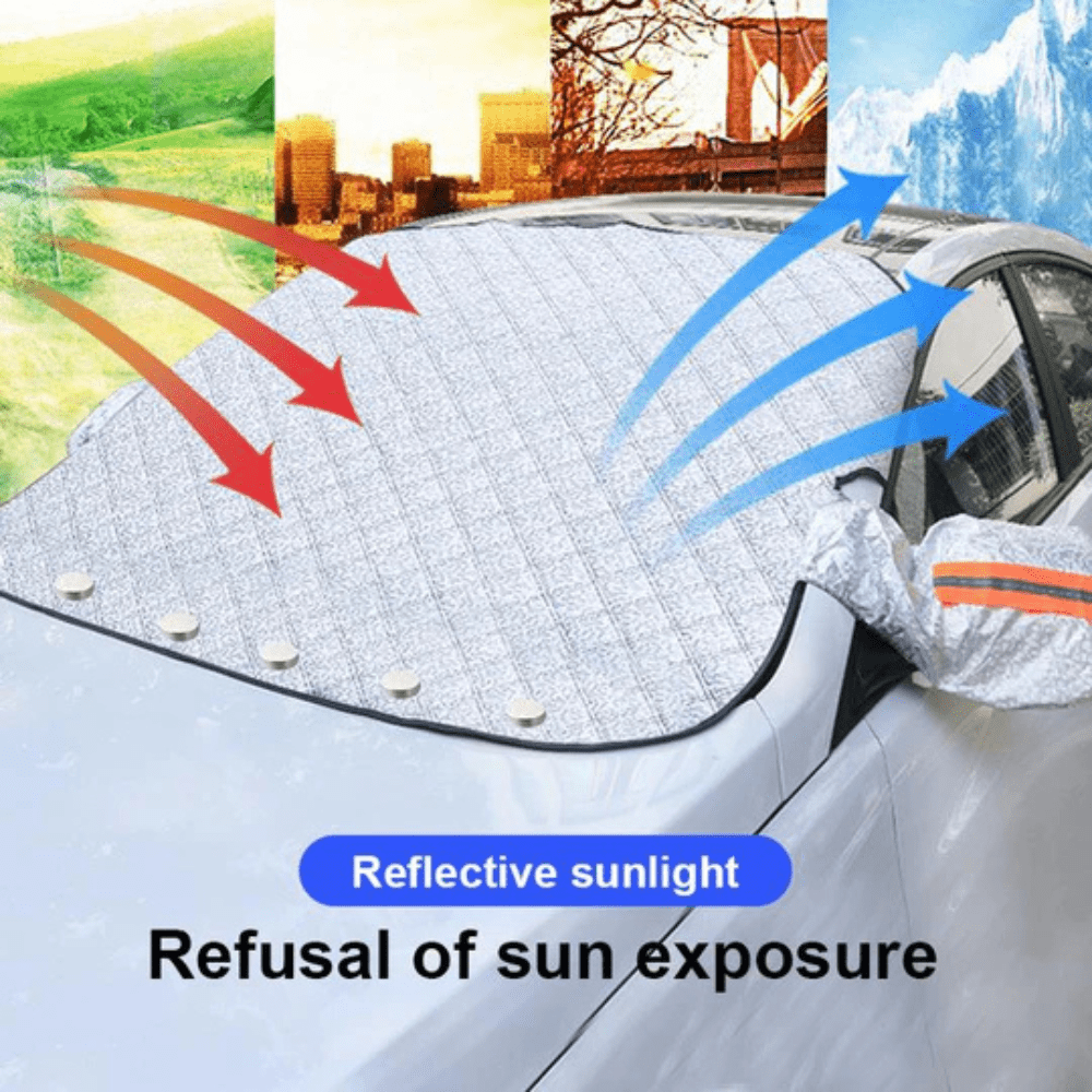 Magnetic Windshield Cover for Winter Ice & Snow Protection – Car Frost Guard with Mirror Flaps – Quick-Install Wind-Resistant Auto Shield | Thomler