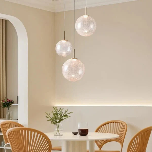 Adjustable Multi-Globe LED Spiral Chandelier 20-43 in Diameter Crackle or Matte Glass Brass Finish for Entryway & Dining Room | Thomler