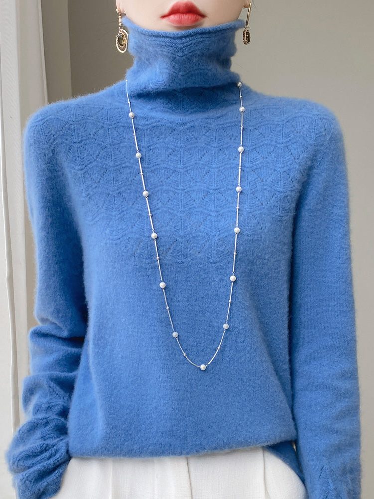 Women's Cashmere Funnel Neck Sweater with Textured Knit Detail | Thomler