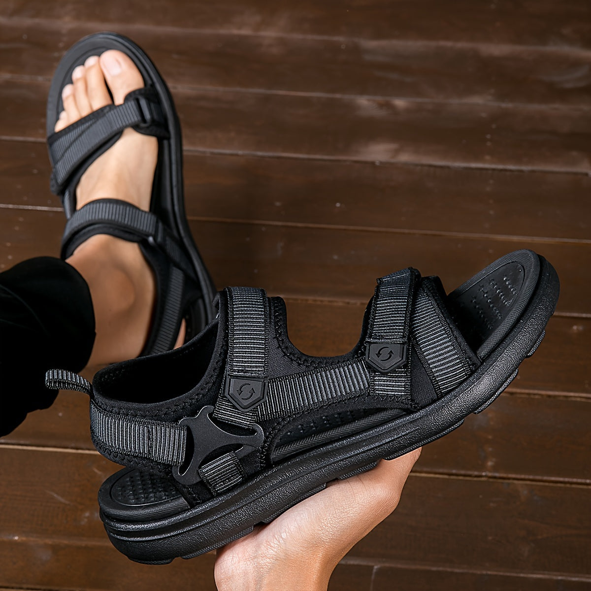 Men's Breathable Hiking Sandals with Adjustable Straps & Non-Slip Rubber Sole for Outdoor Adventures, Camping, Trekking & Trail Walking | Thomler