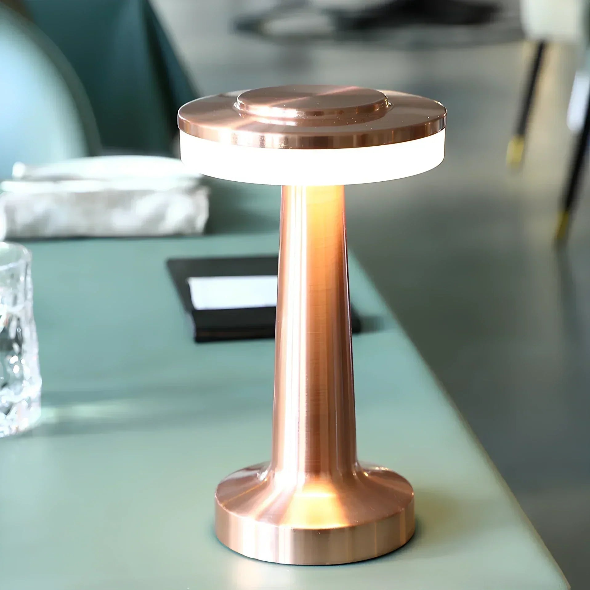Table Lamp Metal 21.0 cm USB Rechargeable Dimmable Bedroom Restaurant Wireless LED Mood Lighting | Thomler