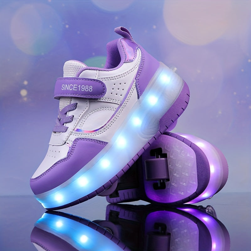 LED Light-Up Roller Skate Sneakers for Kids with Removable Wheels – USB Rechargeable Inline Shoes for Boys & Girls | Thomler