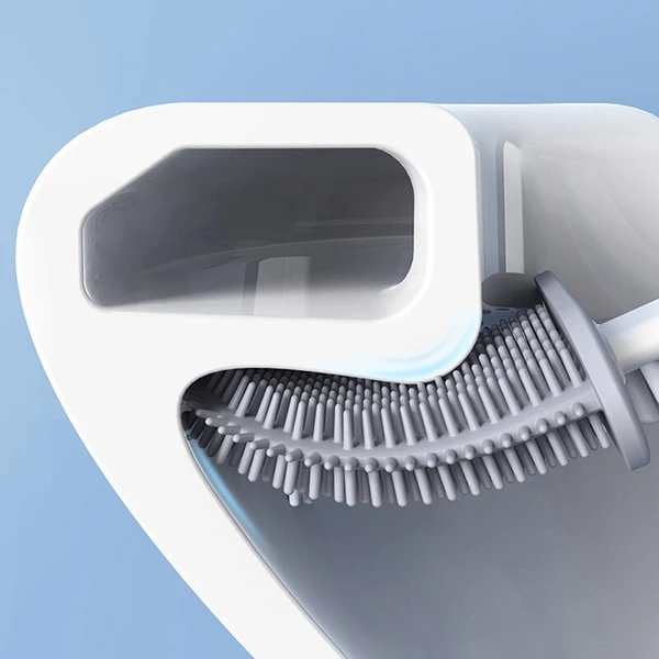 Bathroom Toilet Brush with Holder Silicone Bristles Antibacterial Floor Standing Wall Mount Non-Slip for Toilet Bowl | Thomler