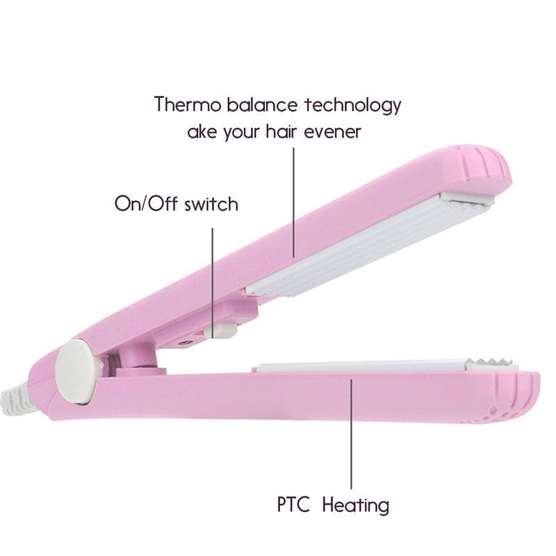 Compact Ceramic Hair Straightener & Curling Iron 2-in-1 – 375°F Constant Heat, Travel-Size 6.5 in for Curls & Sleek Hair, Bangs & Touch-Ups | Thomler