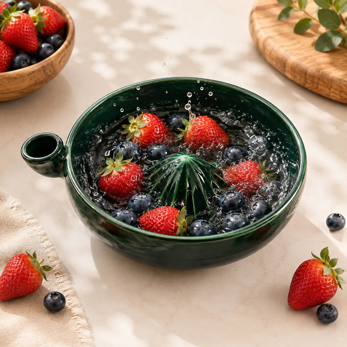 Handmade Ceramic Fruit Strainer Bowl with Drainage Holes for Fresh Berries & Produce | Thomler