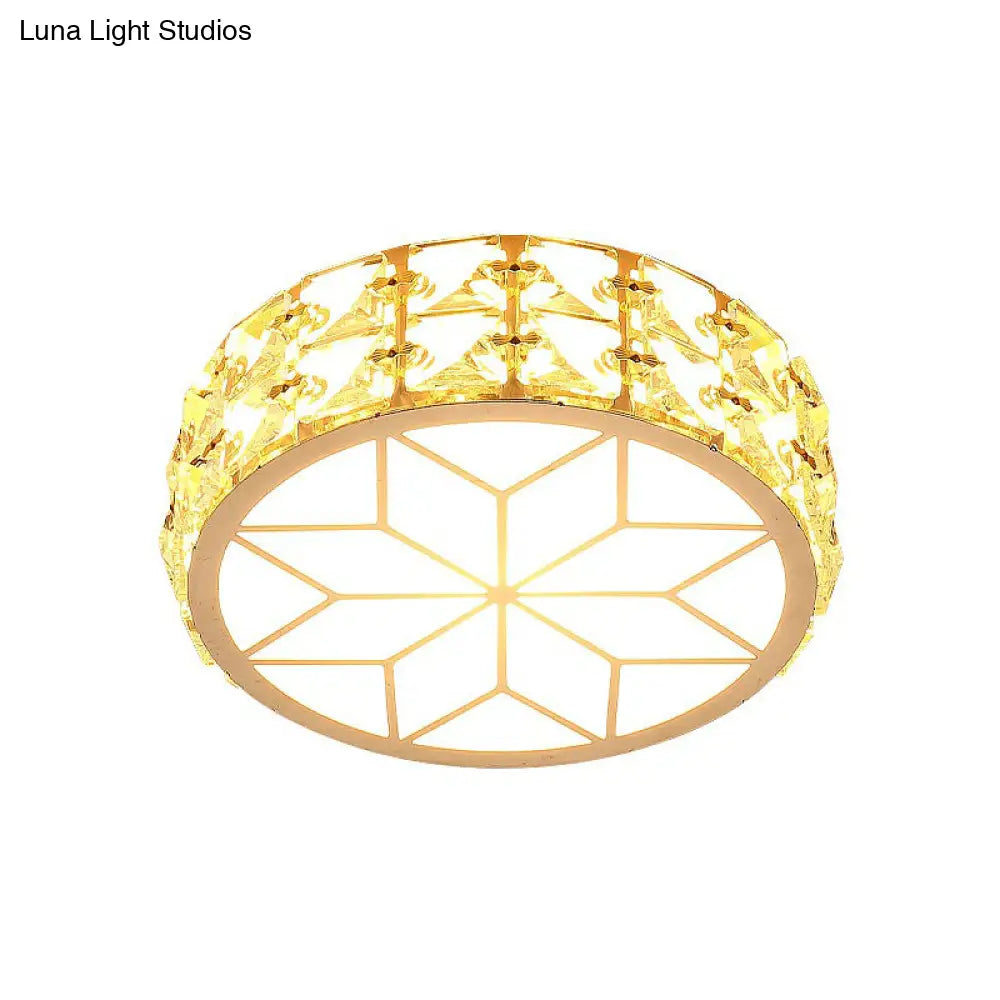 Round Crystal Flush Mount LED Ceiling Light 6" 8" Champagne Gold Modern Entryway Hallway Lighting Fixture Close to Ceiling Surface Mount | Thomler