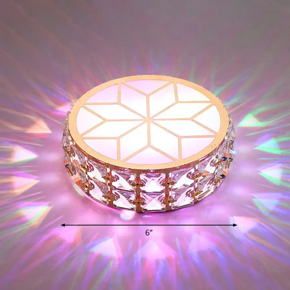 Round Crystal Flush Mount LED Ceiling Light 6" 8" Champagne Gold Modern Entryway Hallway Lighting Fixture Close to Ceiling Surface Mount | Thomler