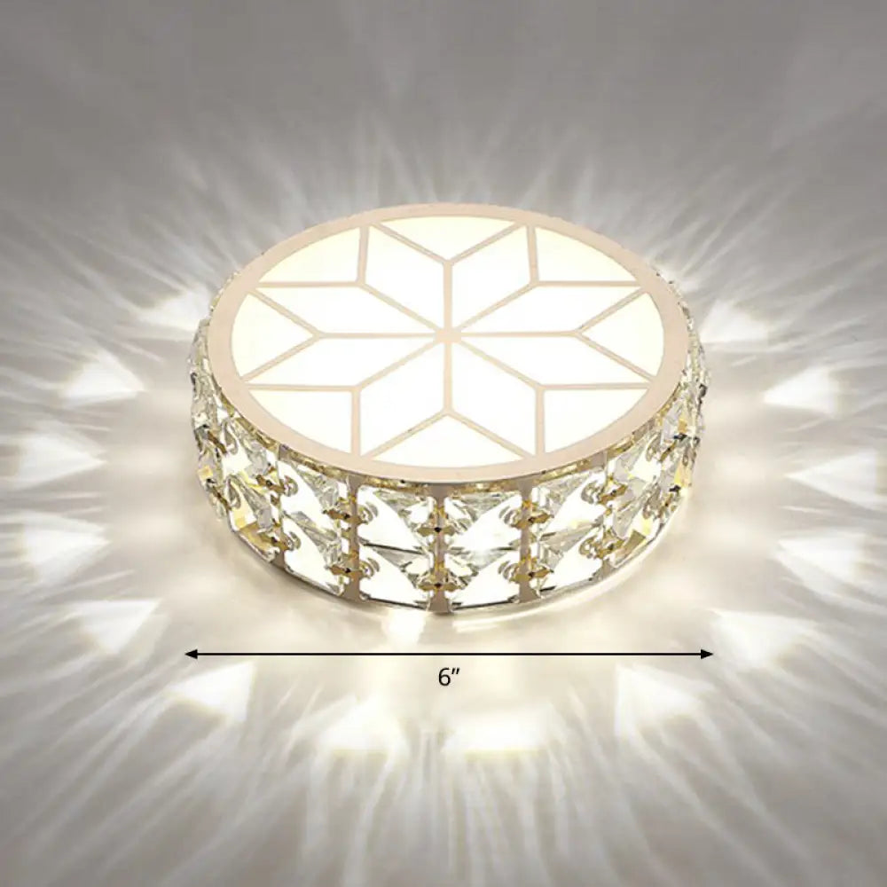 Round Crystal Flush Mount LED Ceiling Light 6" 8" Champagne Gold Modern Entryway Hallway Lighting Fixture Close to Ceiling Surface Mount | Thomler