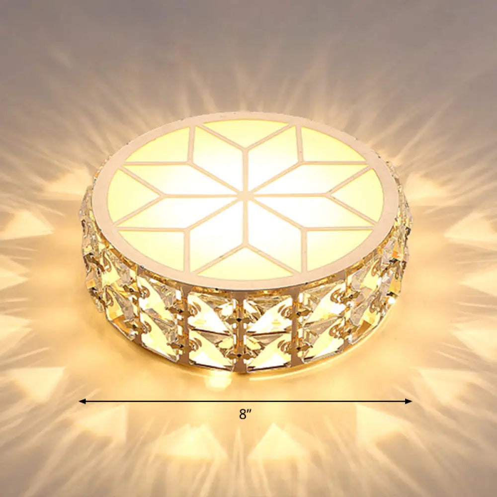 Round Crystal Flush Mount LED Ceiling Light 6" 8" Champagne Gold Modern Entryway Hallway Lighting Fixture Close to Ceiling Surface Mount | Thomler