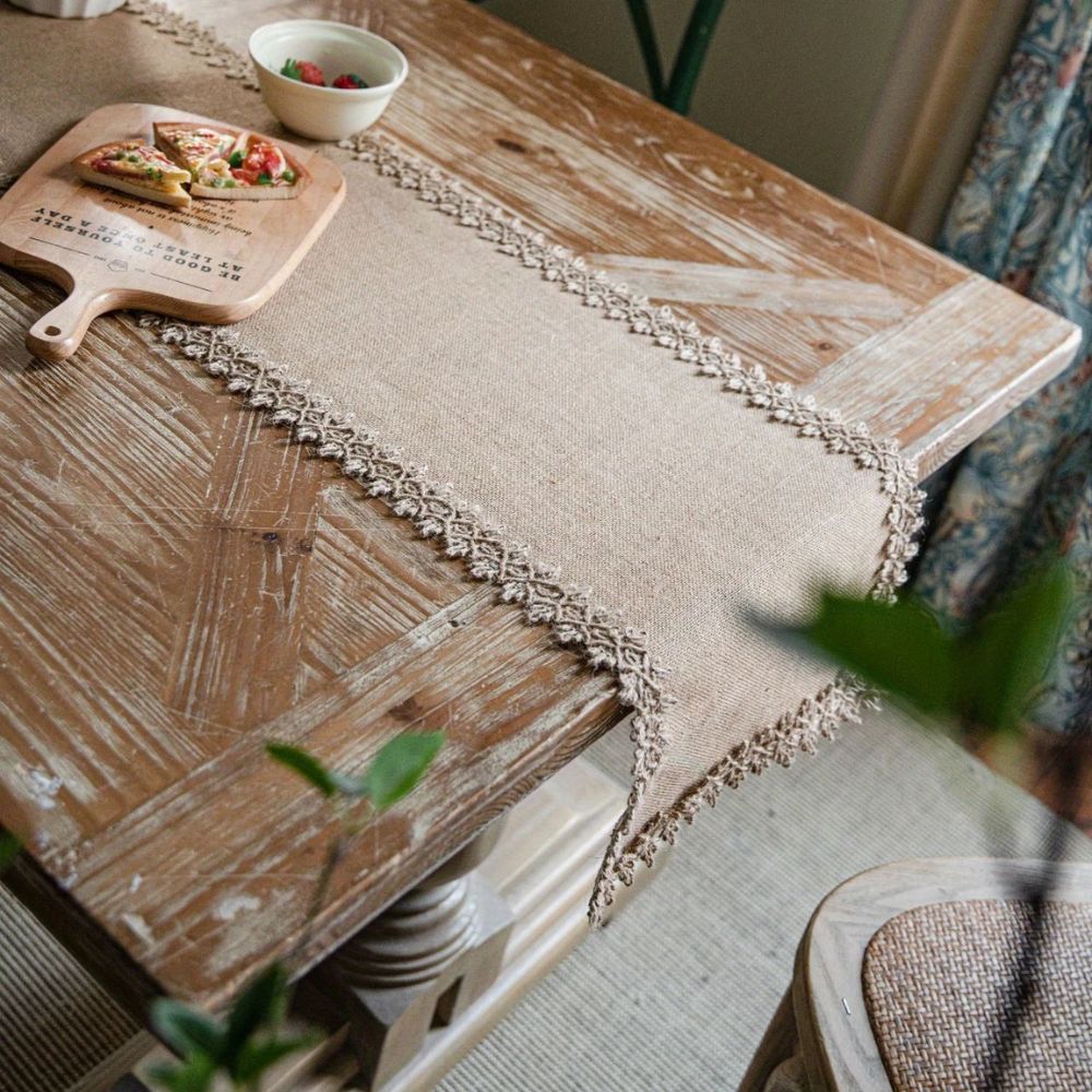 Table Runner Natural Jute 30.0 cm x 180.0 cm Beige Rustic Dining Table Buffet Linen Decor | Thomler