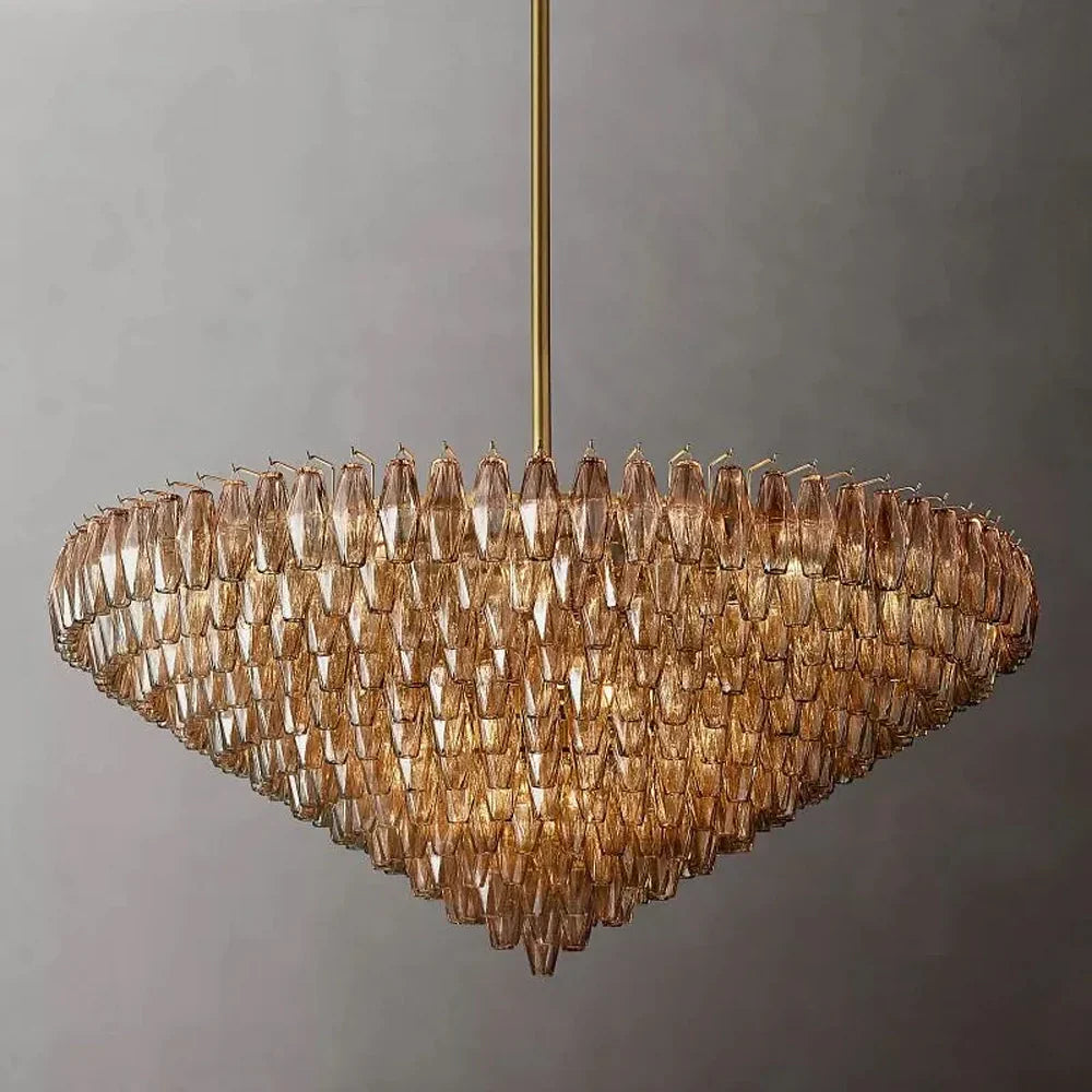 Chandelier Hand Cut Glass Prism Ø93.0 cm Dining Room Entrance Hall Hanging Ceiling Light Luxury Statement Fixture | Thomler