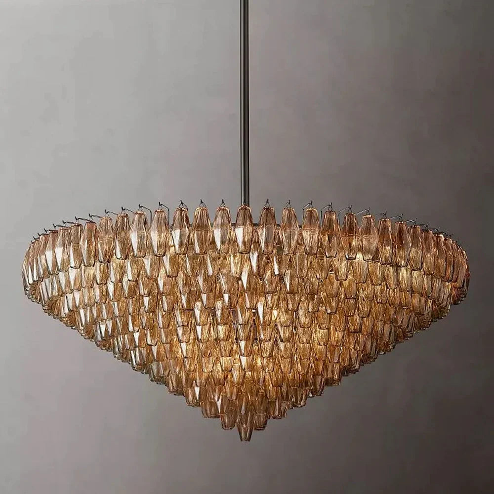 Chandelier Hand Cut Glass Prism Ø93.0 cm Dining Room Entrance Hall Hanging Ceiling Light Luxury Statement Fixture | Thomler
