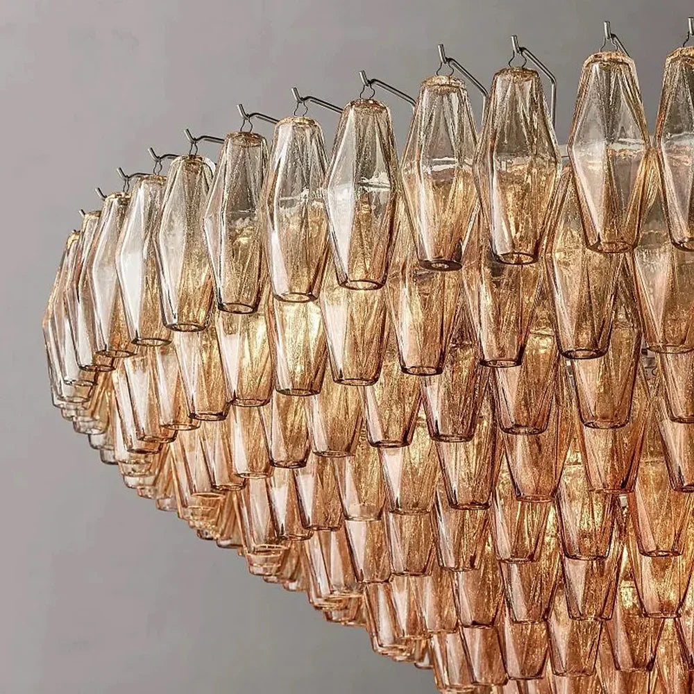 Chandelier Hand Cut Glass Prism Ø93.0 cm Dining Room Entrance Hall Hanging Ceiling Light Luxury Statement Fixture | Thomler