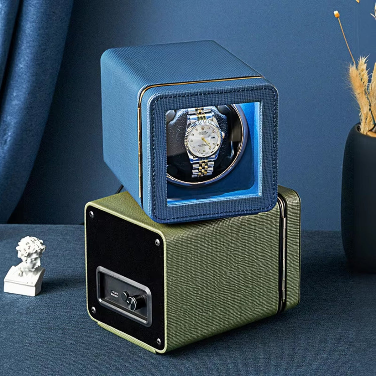 Single Watch Winder Case with 5 Rotation Modes, LED Display & Quiet Motor for Automatic Timepieces | Thomler