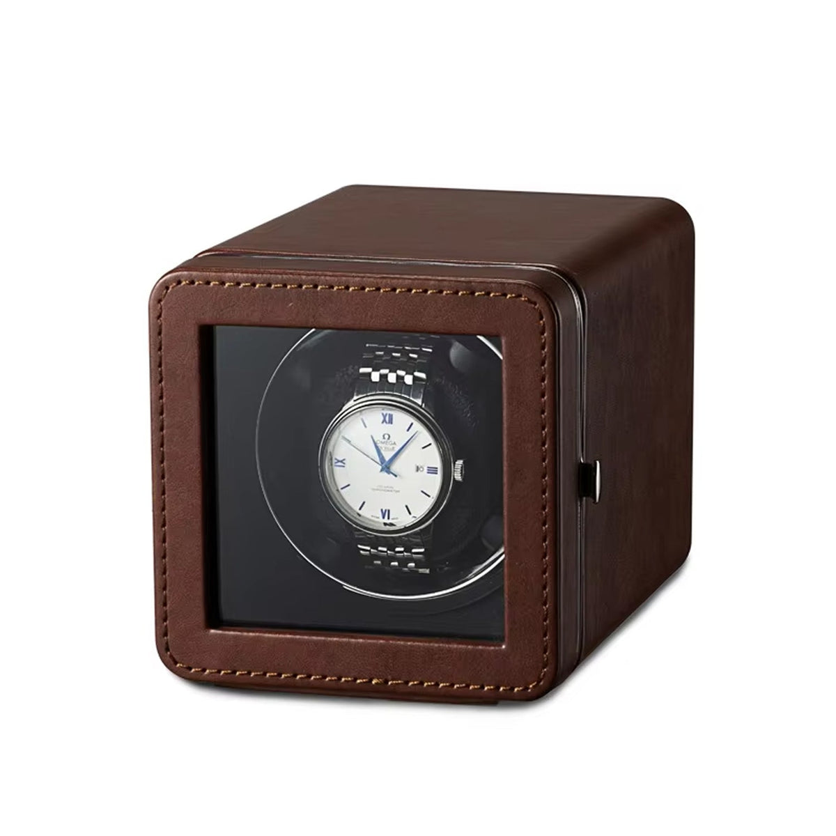Single Watch Winder Case with 5 Rotation Modes, LED Display & Quiet Motor for Automatic Timepieces | Thomler