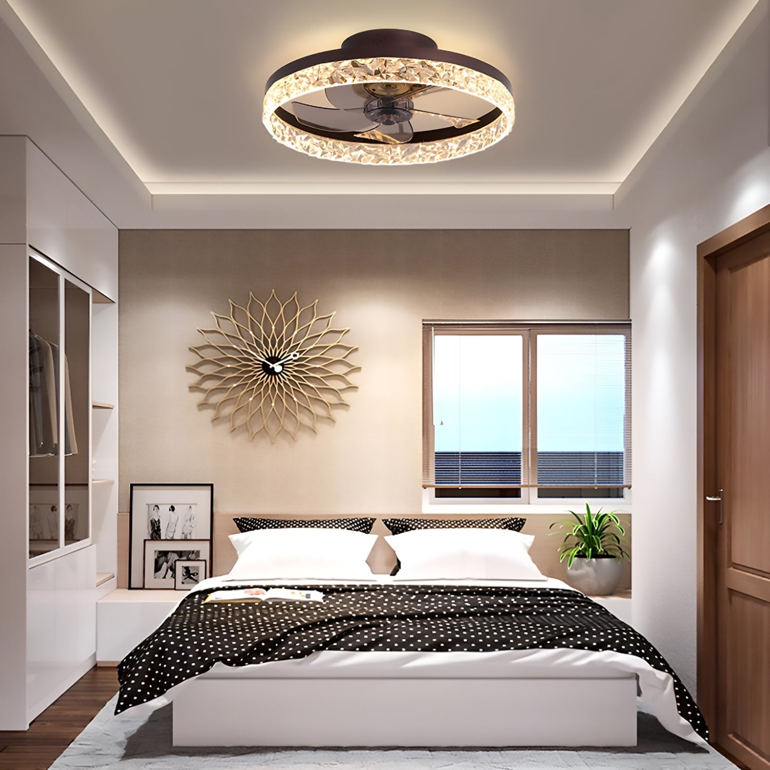 Flush Mount Ceiling Fan with Light and Remote 20 Inch Low Profile LED Fan Light Dimmable 3 Color Temps 6 Speed Reversible Blades for | Thomler