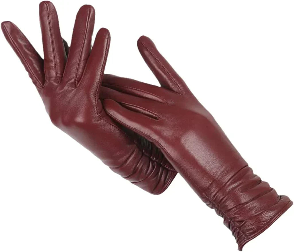 Women's Genuine Leather Gloves with Wool Lining – Cold-Weather Hand Protection for Winter – Touchscreen Compatible Sheepskin Driving Gloves | Thomler