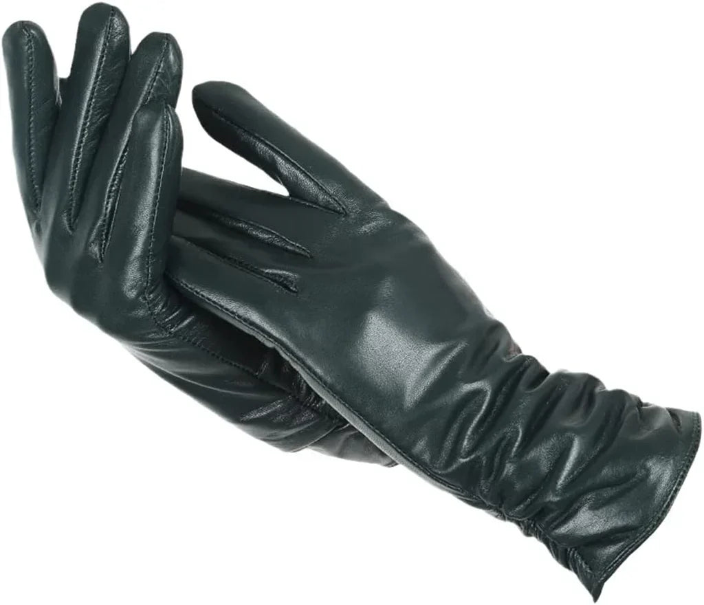 Women's Genuine Leather Gloves with Wool Lining – Cold-Weather Hand Protection for Winter – Touchscreen Compatible Sheepskin Driving Gloves | Thomler