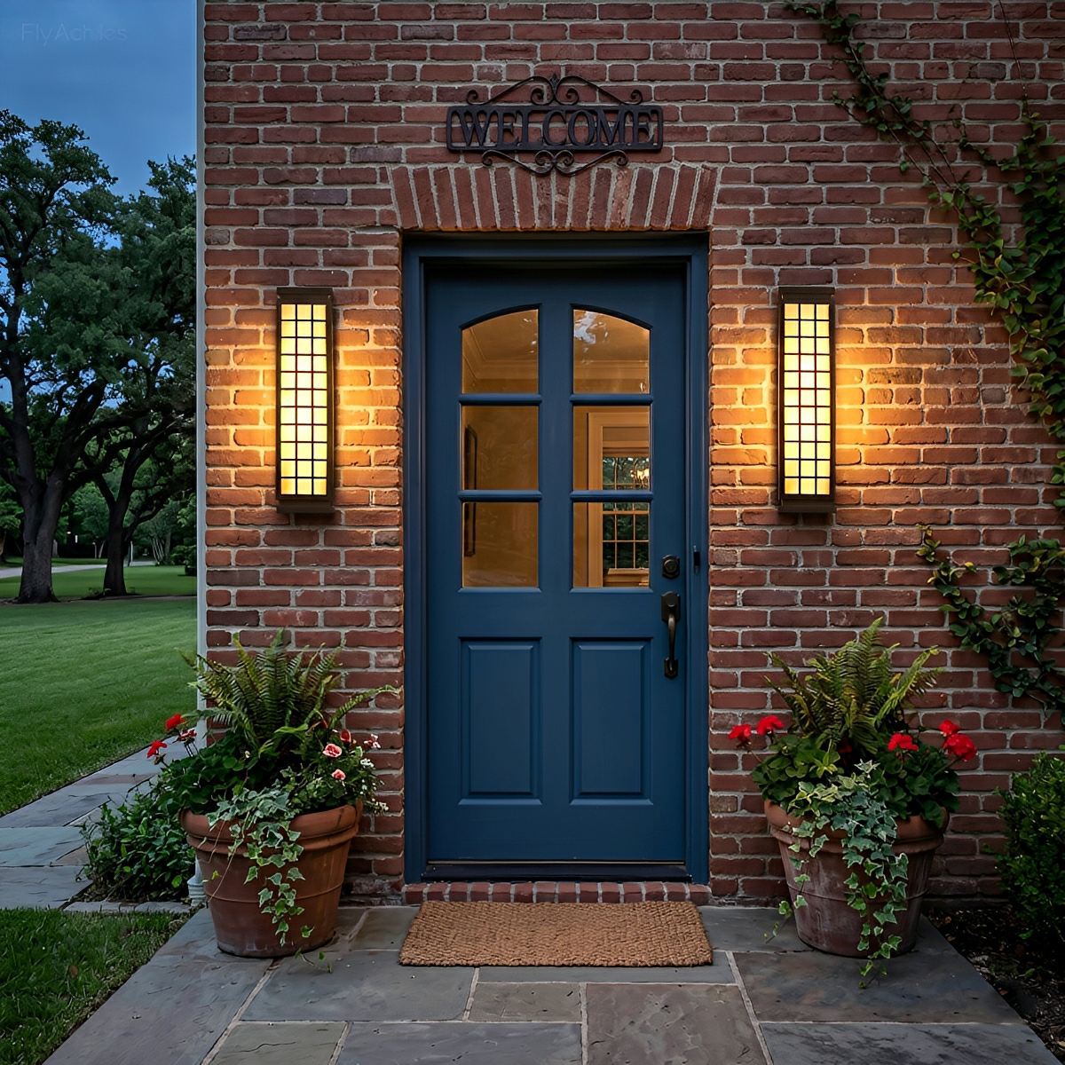 Classic Grid Metal Outdoor Wall Light with Weather-Resistant Shade for Porch & Patio Lighting | Thomler