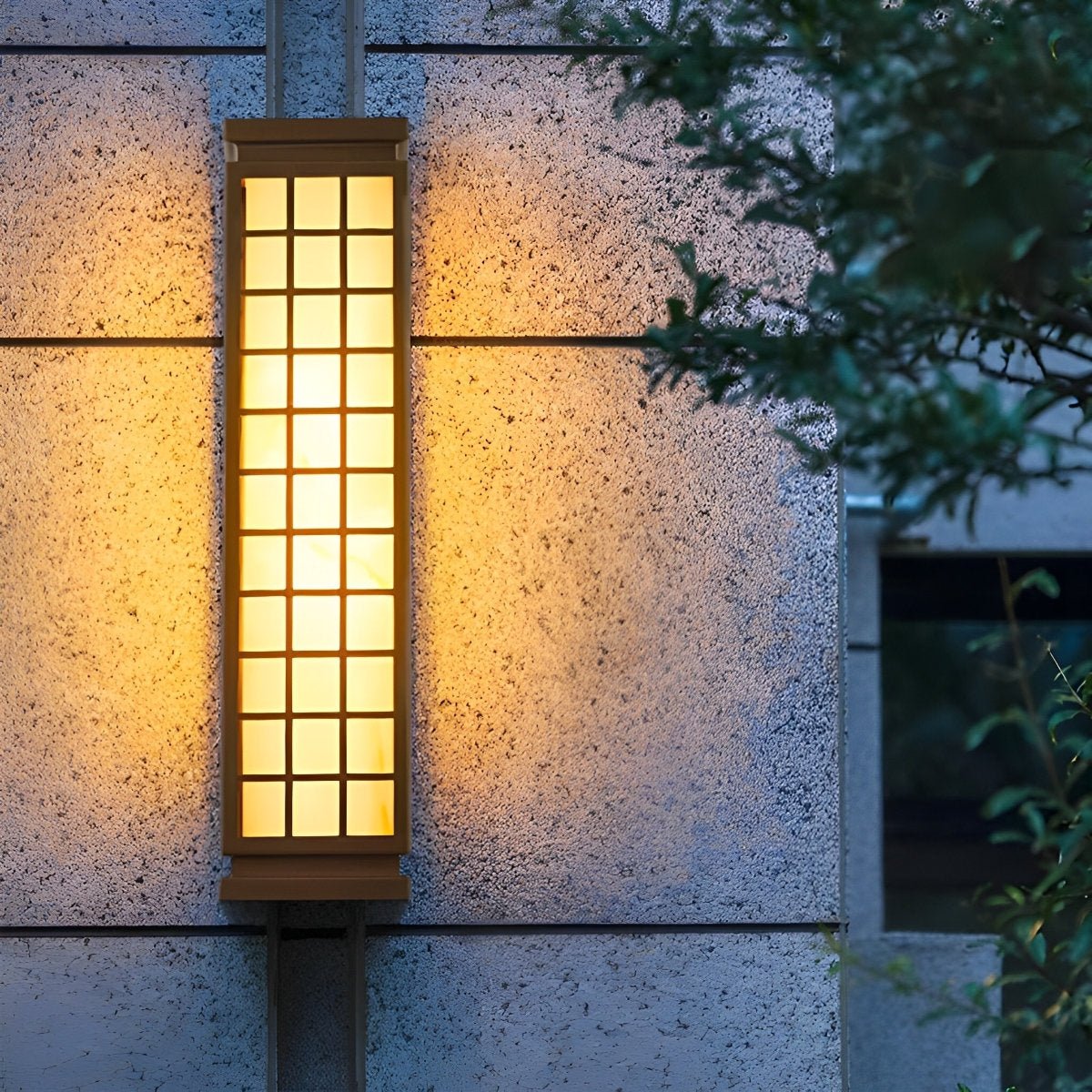 Outdoor Wall Lamp Stainless Steel 46.0 cm Waterproof Bronze Garden Driveway Japanese Grid Light | Thomler