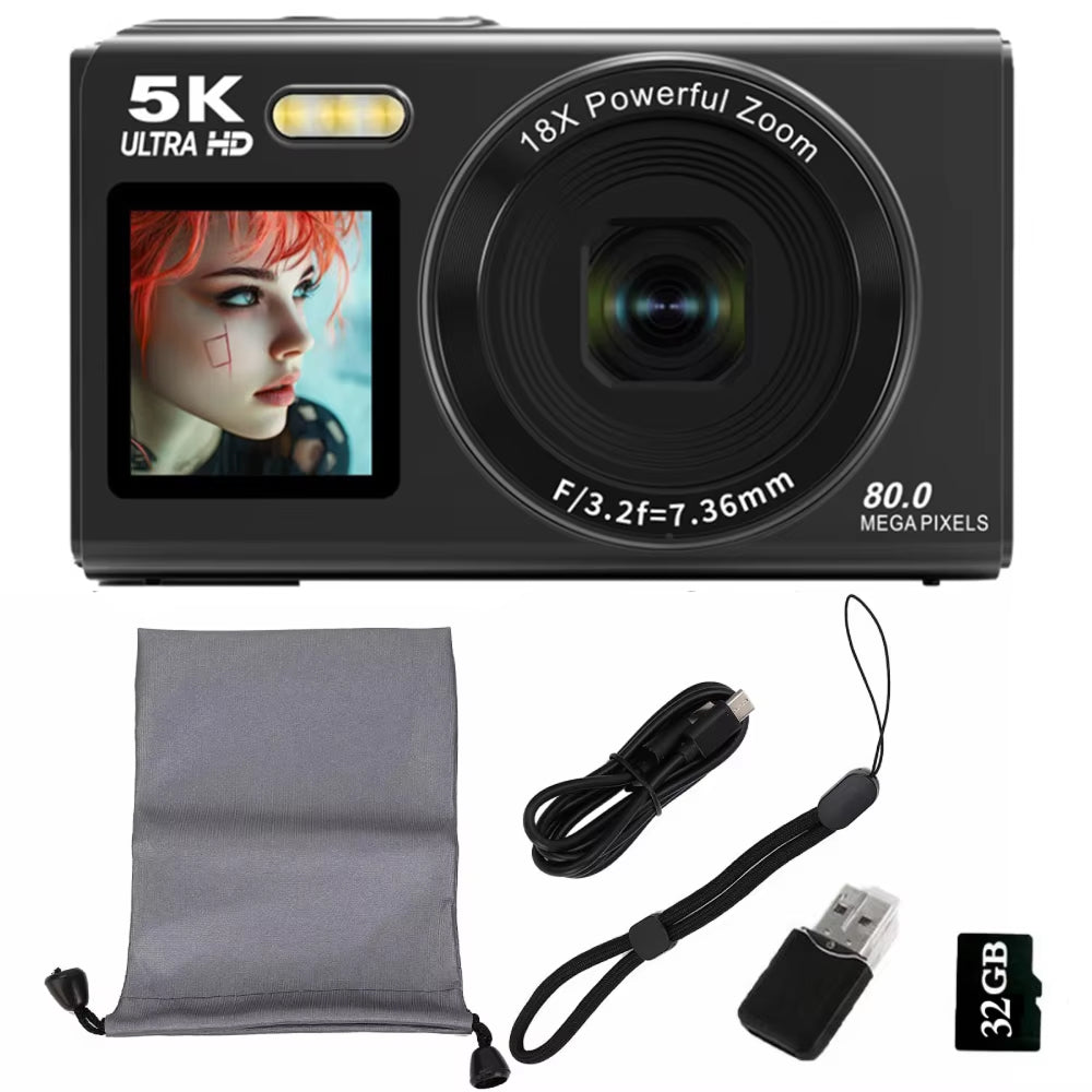 Dual-Screen Vlogging Camera with UHD Video Recording & Autofocus | 13MP Sensor & 18x Zoom | Wireless Connectivity for Content Creators & | Thomler