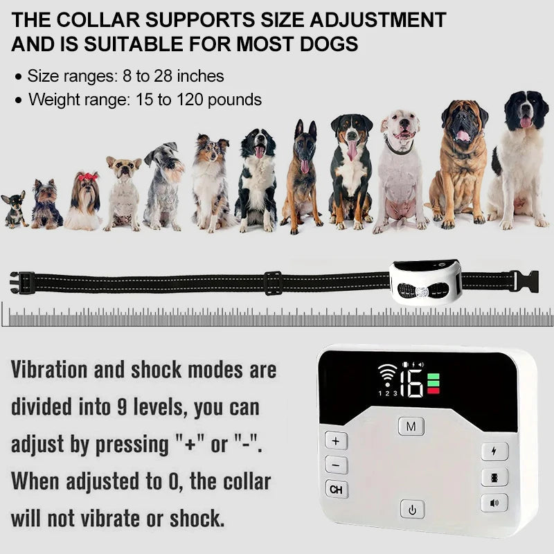 Wireless Dog Fence & Training Collar 2-in-1 System - Rechargeable Pet Containment with Adjustable Boundary up to 984 Feet - Waterproof | Thomler