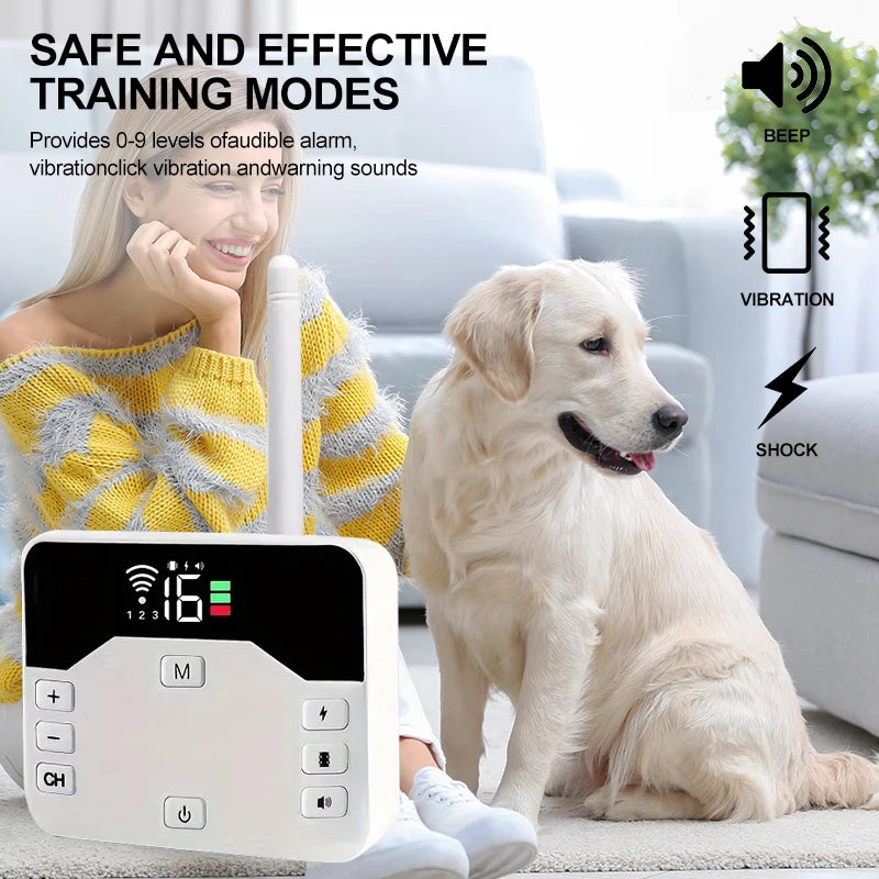 Wireless Dog Fence & Training Collar 2-in-1 System - Rechargeable Pet Containment with Adjustable Boundary up to 984 Feet - Waterproof | Thomler
