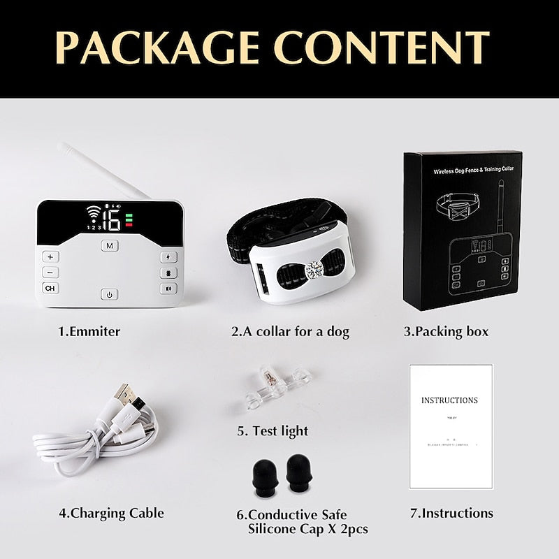 Wireless Dog Fence & Training Collar 2-in-1 System - Rechargeable Pet Containment with Adjustable Boundary up to 984 Feet - Waterproof | Thomler