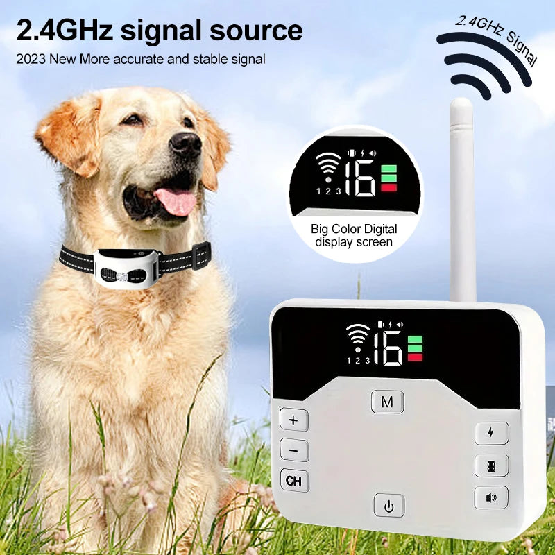 Wireless Dog Fence & Training Collar 2-in-1 System - Rechargeable Pet Containment with Adjustable Boundary up to 984 Feet - Waterproof | Thomler