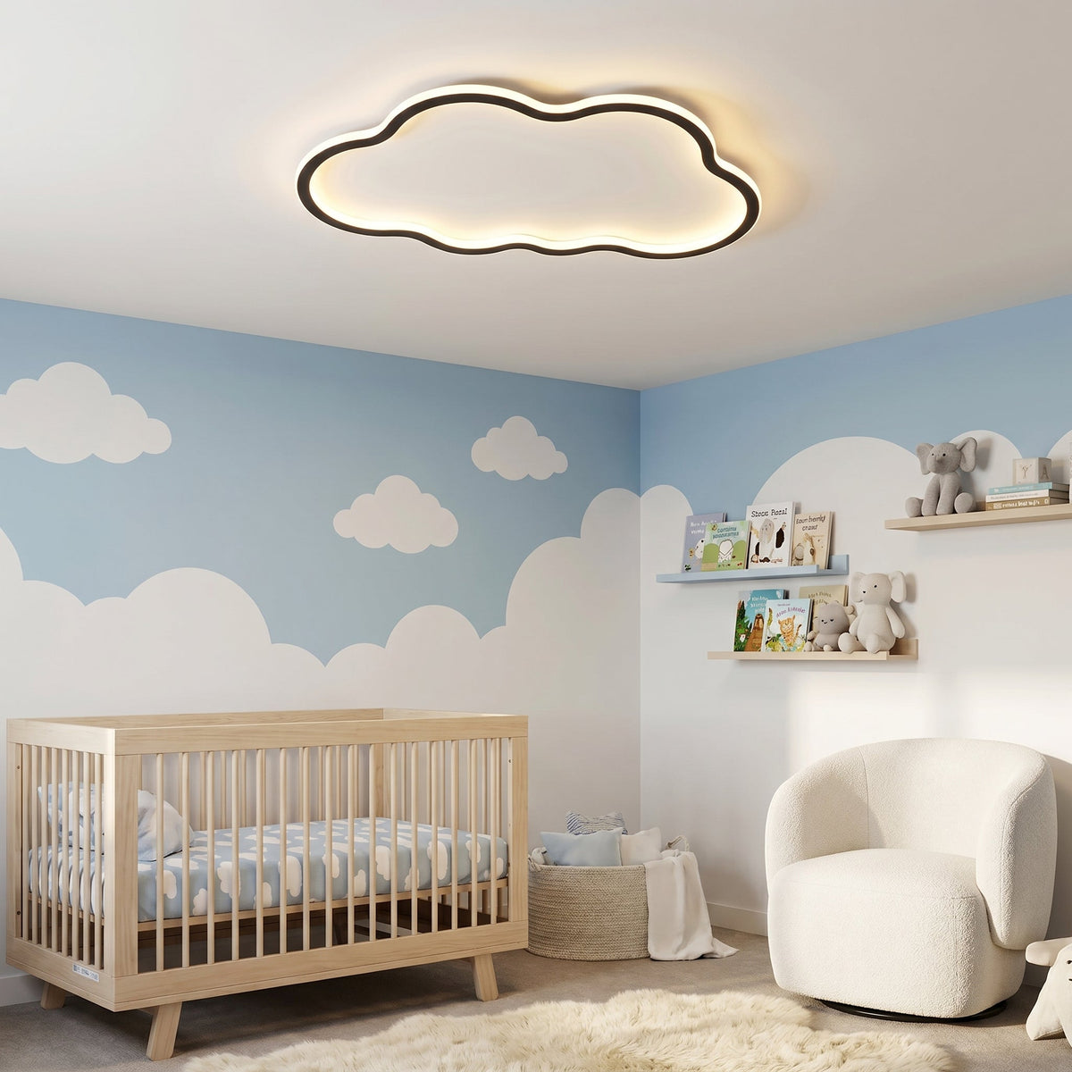 LED Cloud Ceiling Light Fixture – Minimalist Scandinavian Design, Adjustable Cord, Soft Ambient Glow for Bedroom Living Room Hallway | Thomler