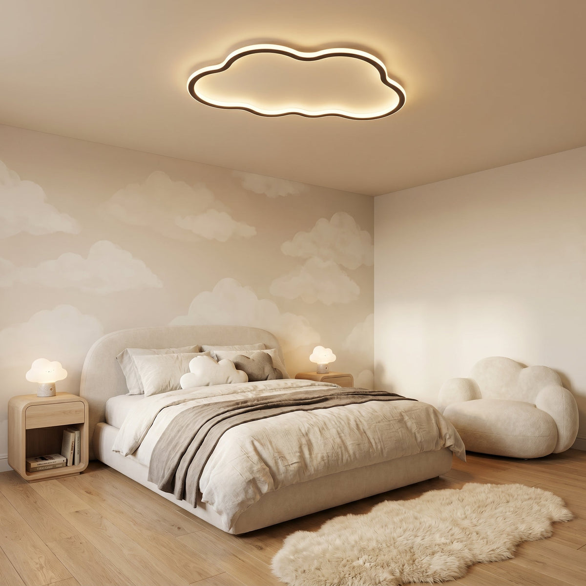 LED Cloud Ceiling Light Fixture – Minimalist Scandinavian Design, Adjustable Cord, Soft Ambient Glow for Bedroom Living Room Hallway | Thomler