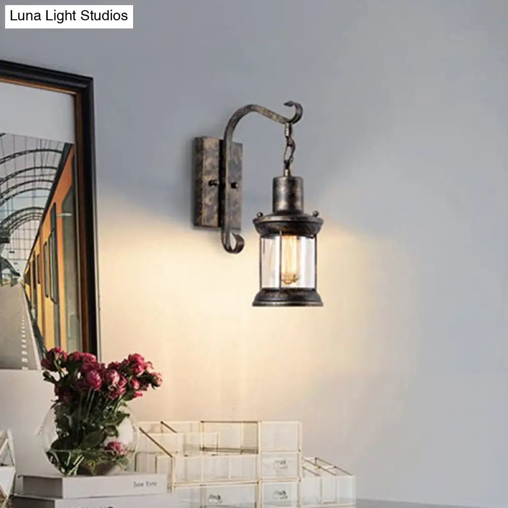 Industrial Metal Wall Sconce with Clear Glass Shade for Kitchen, Hallway & Bathroom – Bronze or Black Finish | Thomler